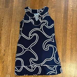 Escapada Navy and Cream Patterned Dress